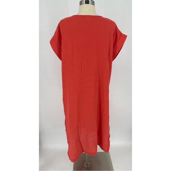 Eileen Fisher Casual Deep Neck Short Sleeve Maxi Dress - Picture 3 of 11